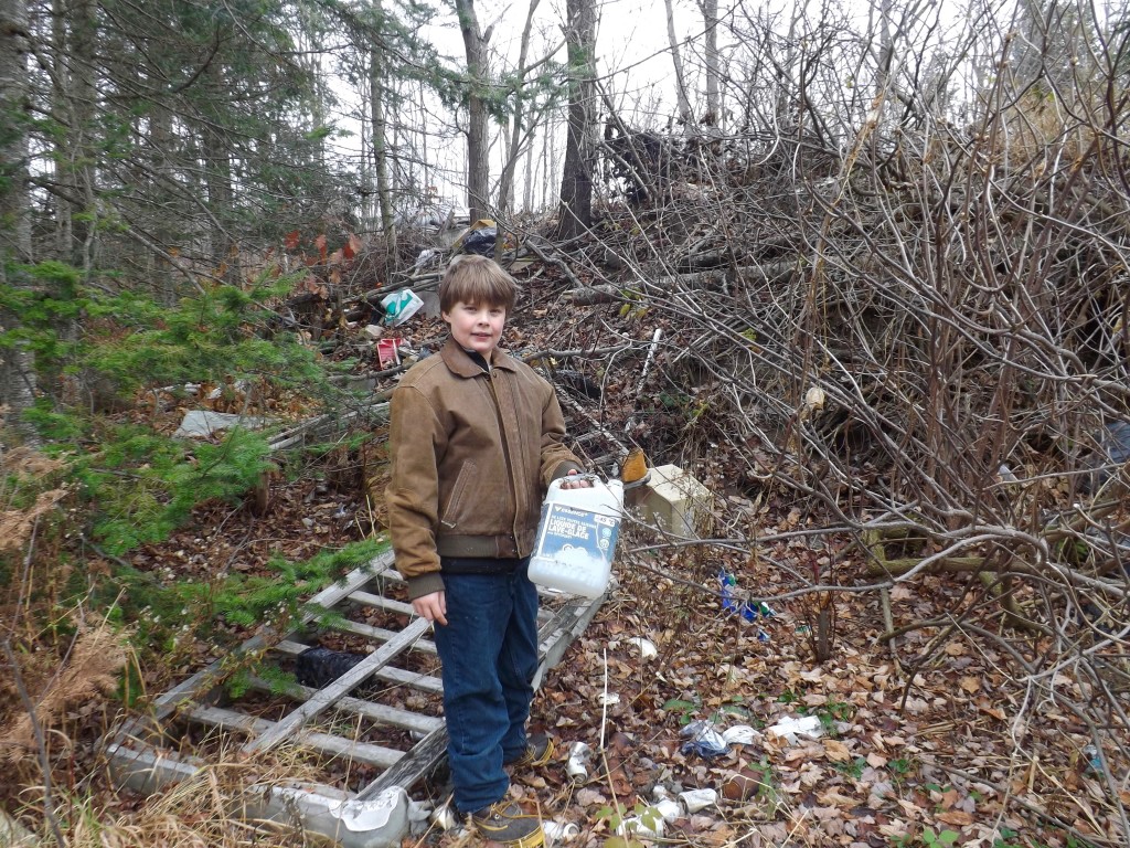 Various containers of anti-freeze and other chemicals have been tossed towards the flow of water.