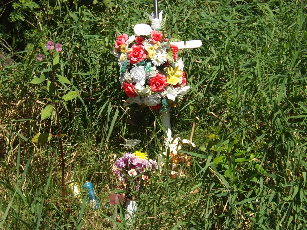 The place where Wesley's body was discovered on Landslide Road, January 11th, 2011. The memorial site was removed at the request of the owner in the summer of 2013.