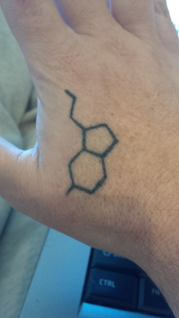 Jennifer's serotonin tattoo. It reminds her that she's going to be ok.